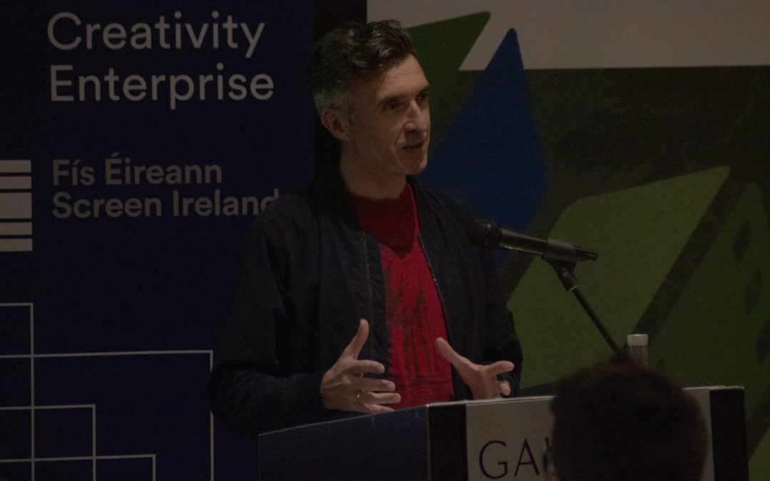 Mark O'Halloran speaking at Fleadh Forum at the Galway Film Fair